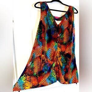 Plus Size Rainbow Multicolor Snake Skin Print Tank Top Size 2X